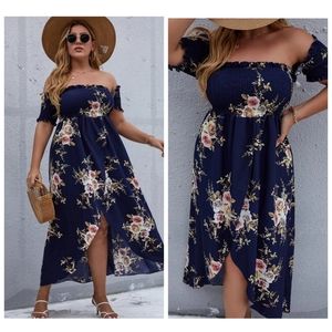 NWOT SHEIN Curve Floral Off Shoulder Midi/Maxi Dress, Size 2XL